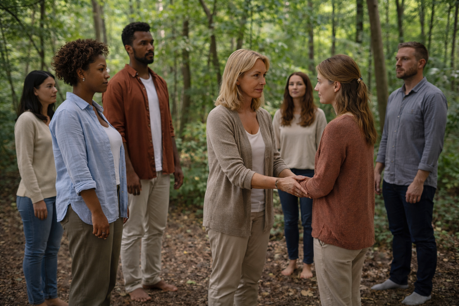 séance de thérapie en forêt